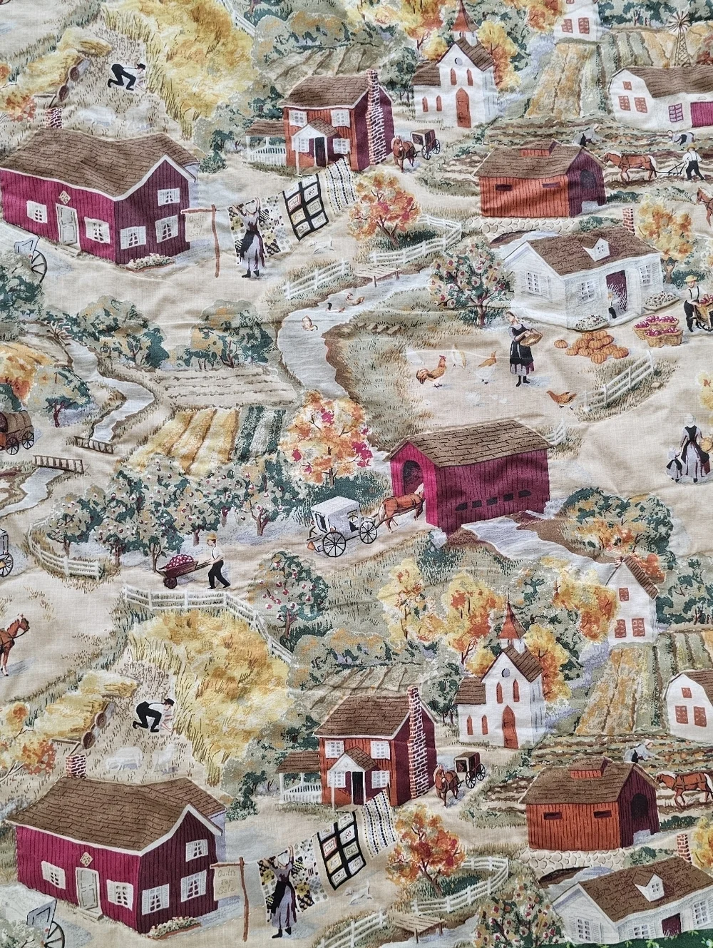 Handmade Cottagecore Quilt Lap Blanket Farmhouse Village Paisley Floral 46x33.5